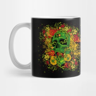 Skull with chain and flower pattern Mug